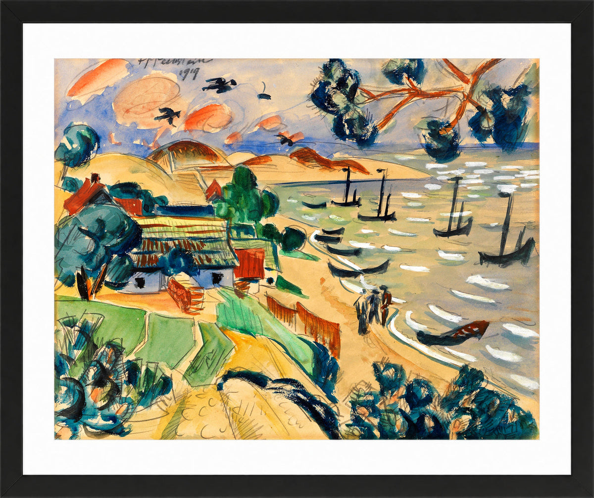 Hermann Max Pechstein Print, Curonian Spit (1919) in a black frame