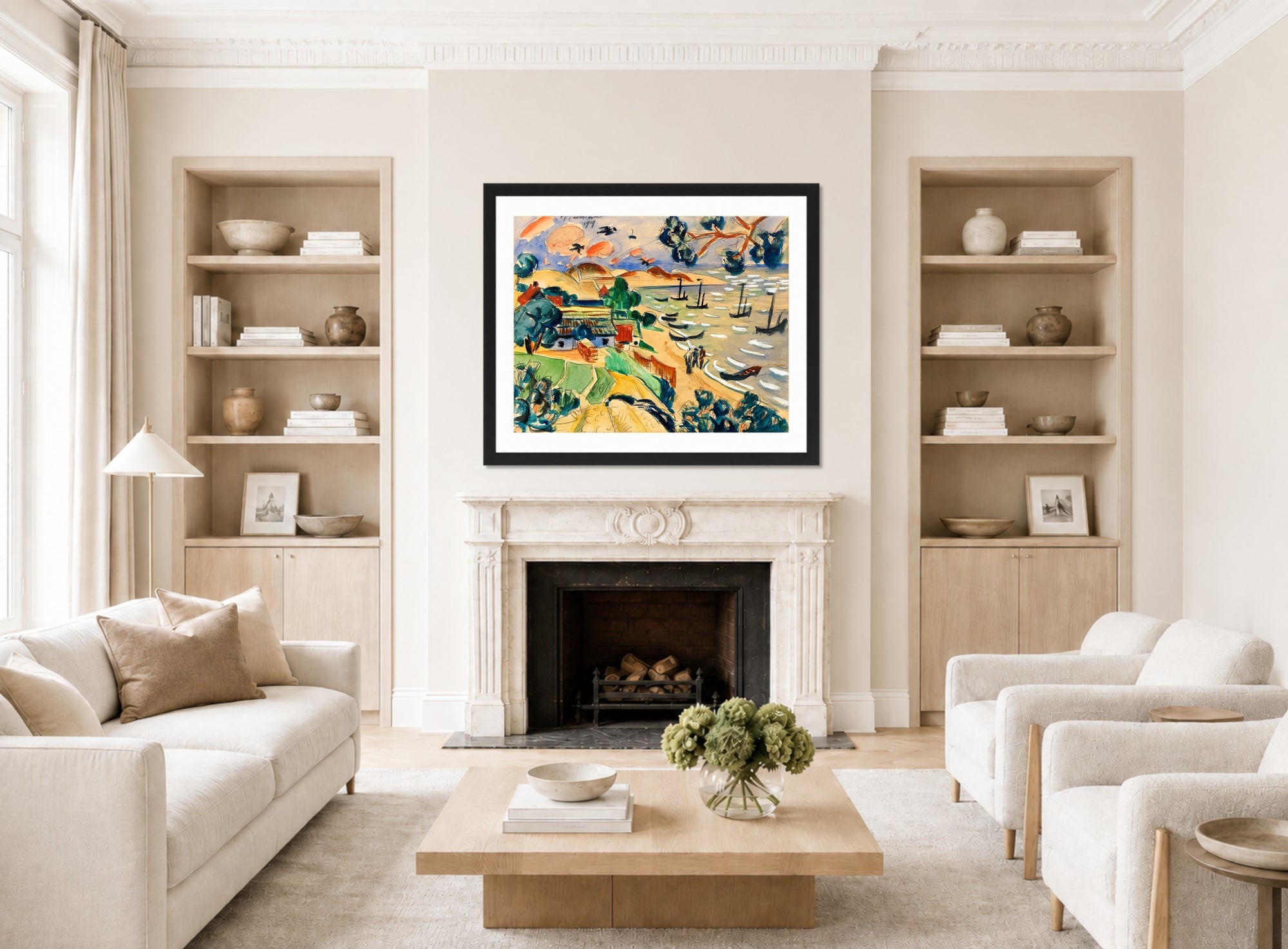 Hermann Max Pechstein Print, Curonian Spit (1919) displayed in a living room