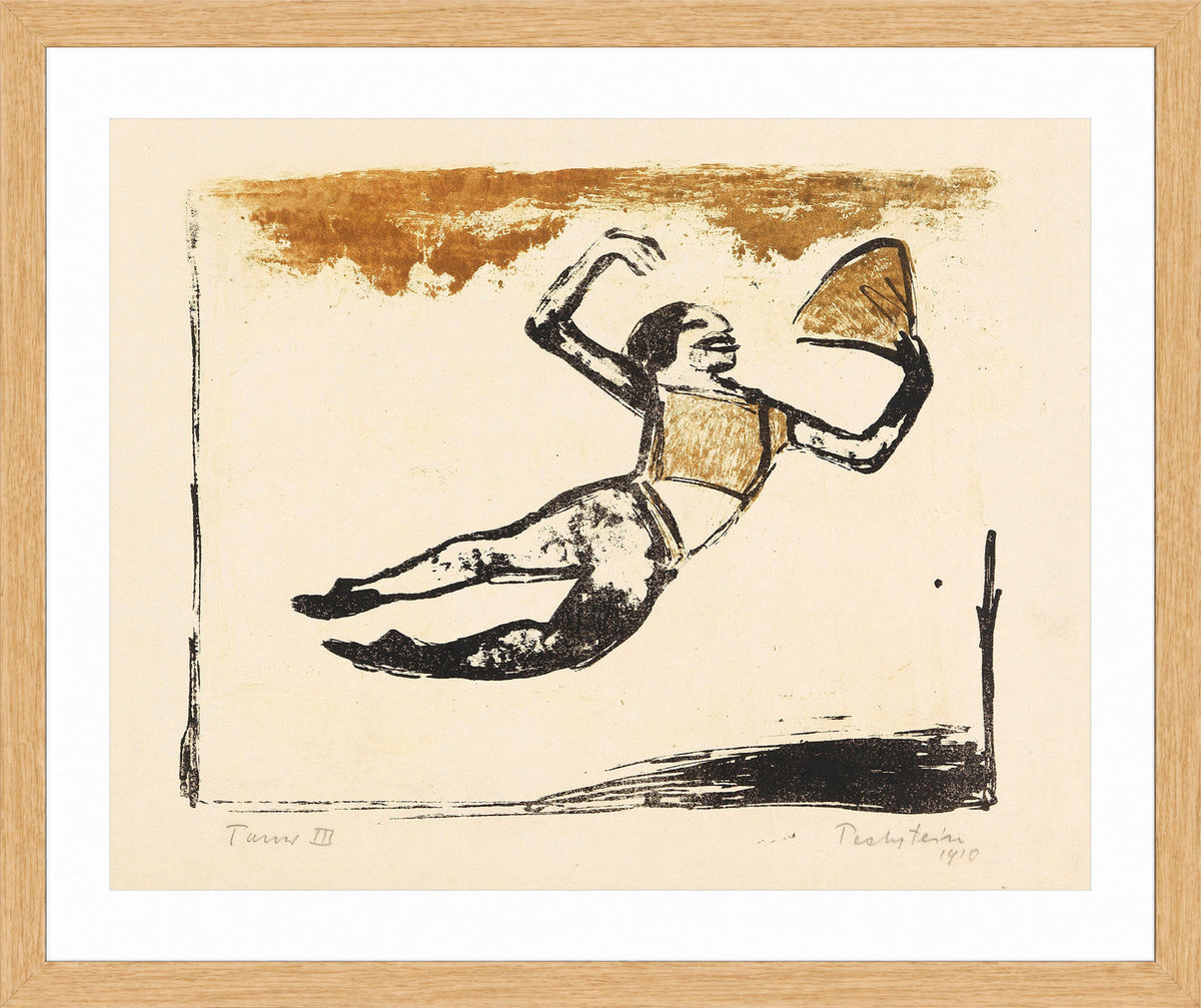 Hermann Max Pechstein Print, Dance III (1910) in a light oak frame
