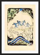 Hermann Max Pechstein Print, Dancers and bathers at the forest pond (1911) in a black frame