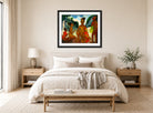 Hermann Max Pechstein Print, Der Jüngling (1917) displayed above a bed