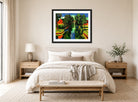 Hermann Max Pechstein Print, Der Mühlengraben (1921) displayed above a bed
