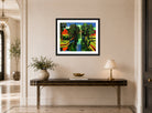 Hermann Max Pechstein Print, Der Mühlengraben (1921) displayed above a console table