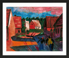 Hermann Max Pechstein Print, Dorfhäuser (1921) in a black frame