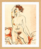 Hermann Max Pechstein Print, Female Nude (1918) in a light oak frame