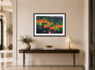 Hermann Max Pechstein Print, Fire Lilies (1928) displayed above a console table