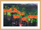 Hermann Max Pechstein Print, Fire Lilies (1928) in a light oak frame