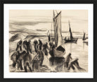 Hermann Max Pechstein Print, Fischer mit Booten an der Lupow-Mündung in Pommern (1930) in a black frame