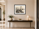 Hermann Max Pechstein Print, Fischer mit Booten an der Lupow-Mündung in Pommern (1930) displayed above a console table