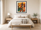 Hermann Max Pechstein Print, Fischer Netz ziehend (1924) displayed above a bed