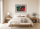 Hermann Max Pechstein Print, Fischerkutter (1923) displayed above a bed