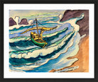 Hermann Max Pechstein Print, Fischerleben Monterosso (1951) in a black frame