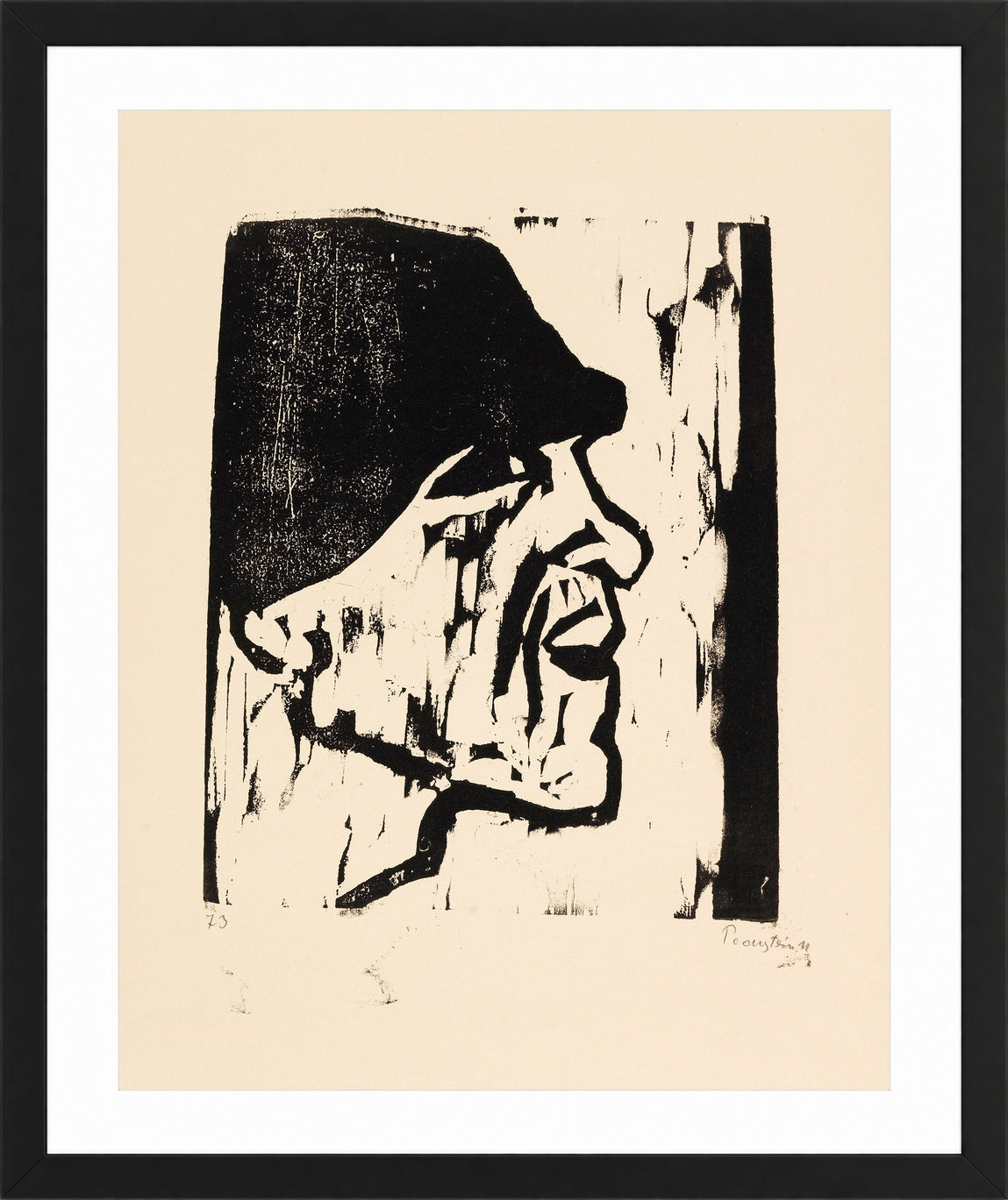 Hermann Max Pechstein Print, Fisherman’s Head VII (1911) in a black frame