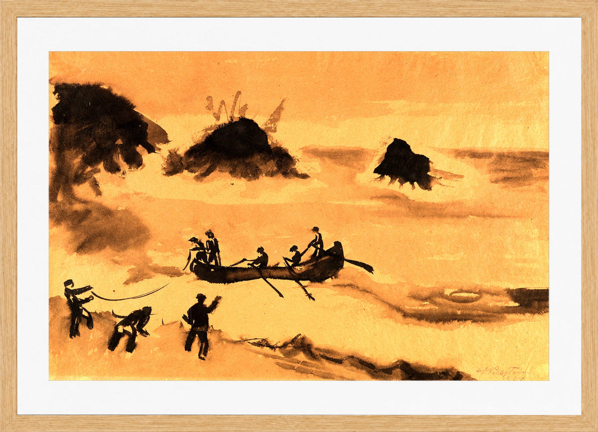 Hermann Max Pechstein Print, Fisherman’s Life (1920) in a light oak frame