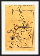 Hermann Max Pechstein Print, Fishermen on the Beach (1909) in a black frame