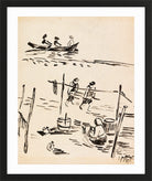 Hermann Max Pechstein Print, Fishermen on the Beach (1912) in a black frame