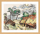 Hermann Max Pechstein Print, Fishermen’s houses in Ückeritz (1949) in a light oak frame