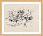 Hermann Max Pechstein Print, Fishermen’s Life, Monterosso (1924) in a light oak frame