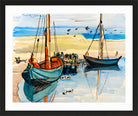 Hermann Max Pechstein Print, Fishing boats (1931) in a black frame