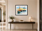 Hermann Max Pechstein Print, Fishing boats (1931) displayed above a console table