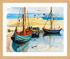 Hermann Max Pechstein Print, Fishing boats (1931) in a light oak frame