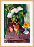 Hermann Max Pechstein Print, Flower Still Life (1913) in a light oak frame