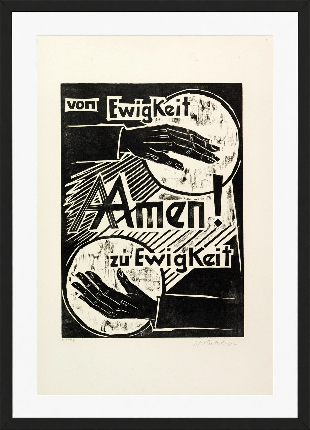 Hermann Max Pechstein Print, For ever and ever Amen (Von Ewigkeit zu Ewigkeit Amen) (1921) in a black frame
