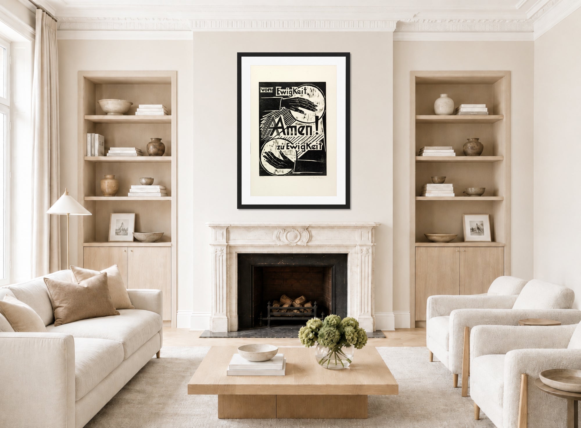 Hermann Max Pechstein Print, For ever and ever Amen (Von Ewigkeit zu Ewigkeit Amen) (1921) displayed in a living room