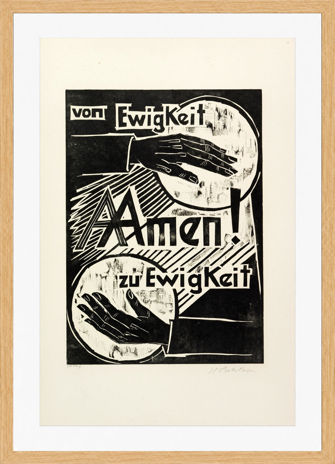 Hermann Max Pechstein Print, For ever and ever Amen (Von Ewigkeit zu Ewigkeit Amen) (1921) in a light oak frame