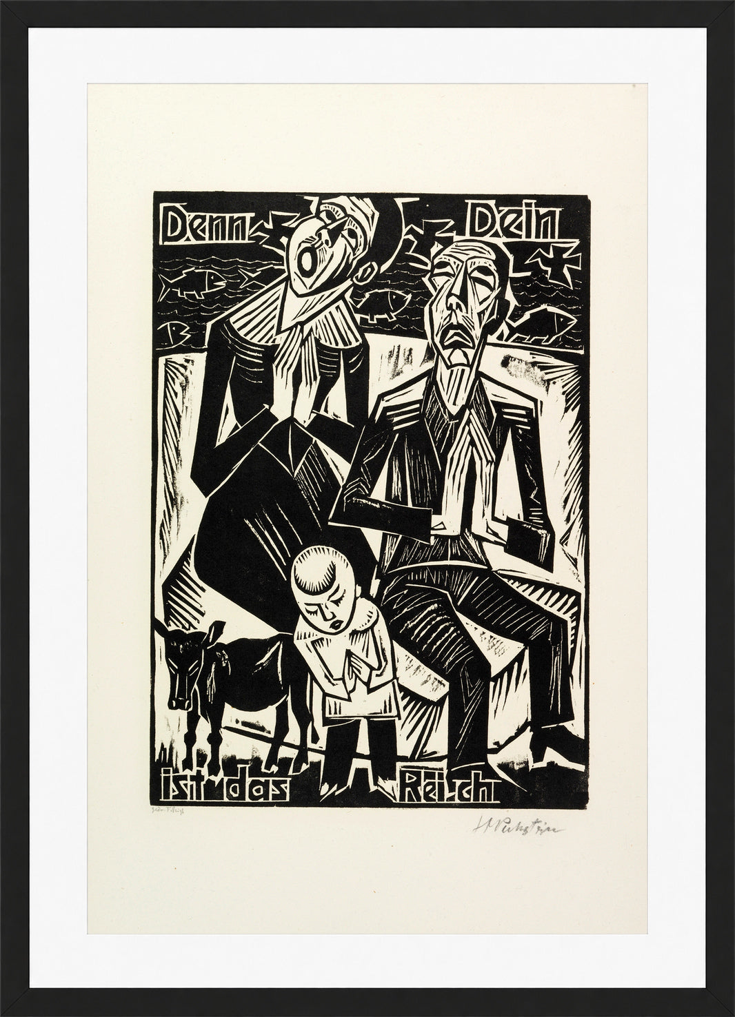 Hermann Max Pechstein Print, For Thine is the kingdom (Denn Dein ist das Reich) (1921) in a black frame