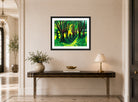 Hermann Max Pechstein Print, Forest in the Pyrenees (1931) displayed above a console table