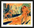 Hermann Max Pechstein Print, Four Bathers (1911) in a black frame