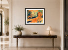 Hermann Max Pechstein Print, Four Bathers (1911) displayed above a console table
