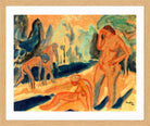Hermann Max Pechstein Print, Four Bathers (1911) in a light oak frame