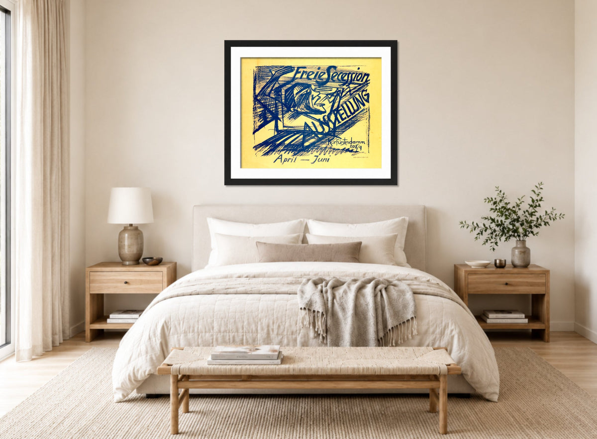 Hermann Max Pechstein Print, Freie Secession Ausstellung (1920) displayed above a bed