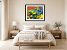 Hermann Max Pechstein Print, Früchte (1910) displayed above a bed