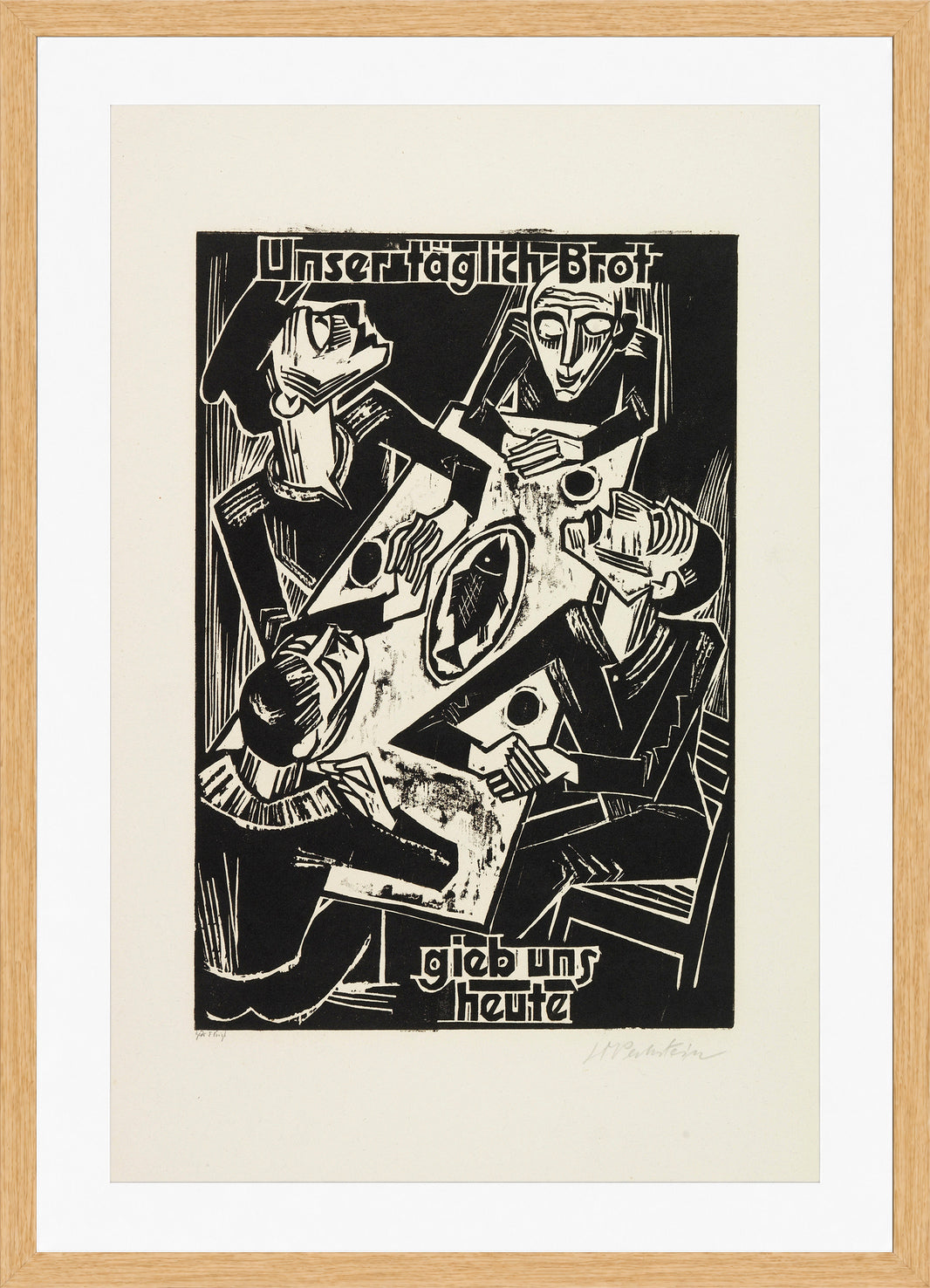 Hermann Max Pechstein Print, Give us this day our daily bread (Unser täglich Brot gieb uns heute) (1921) in a light oak frame