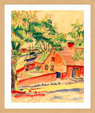 Hermann Max Pechstein Print, House under Chestnut Trees (1926) in a light oak frame