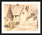 Hermann Max Pechstein Print, Houses and gardens in Nida (1920) in a black frame