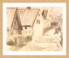 Hermann Max Pechstein Print, Houses and gardens in Nida (1920) in a light oak frame