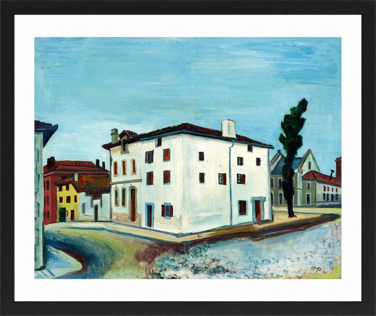 Hermann Max Pechstein Print, Houses in Hendaye (1931) in a black frame
