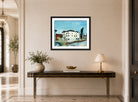 Hermann Max Pechstein Print, Houses in Hendaye (1931) displayed above a console table