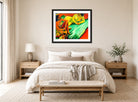 Hermann Max Pechstein Print, Inder und Frauenakt (1910) displayed above a bed