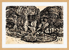 Hermann Max Pechstein Print, Italian Garden (1907) in a light oak frame