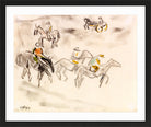 Hermann Max Pechstein Print, Jockeys and horses (1910) in a black frame