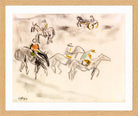 Hermann Max Pechstein Print, Jockeys and horses (1910) in a light oak frame