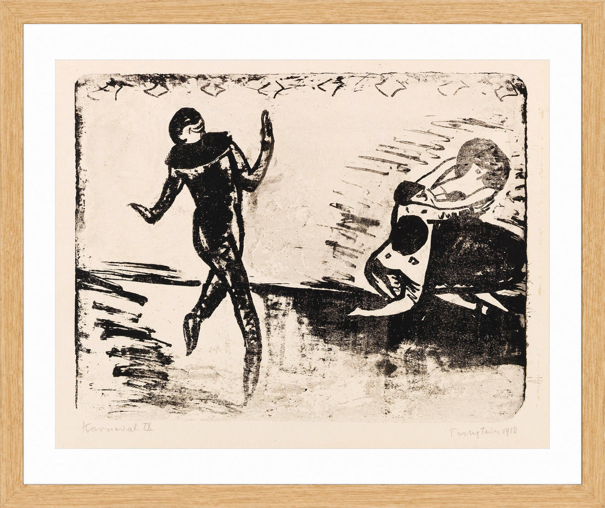 Hermann Max Pechstein Print, Karneval IX (1910) in a light oak frame