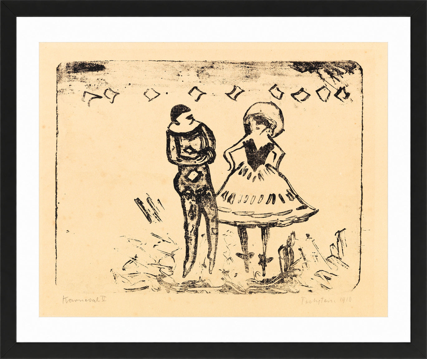 Hermann Max Pechstein Print, Karneval V (1910) in a black frame