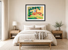 Hermann Max Pechstein Print, Kloster von San Gimignano (1913) displayed above a bed