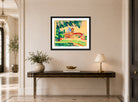 Hermann Max Pechstein Print, Kloster von San Gimignano (1913) displayed above a console table